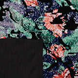 sparkling floral sequins on black velvet dressmaking women craft fabric Teal