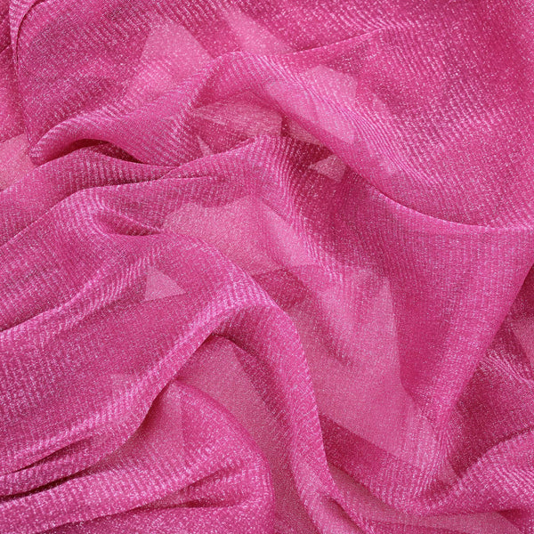 stretch lightweight see through shimmer lurex nylon mesh fabric Pink