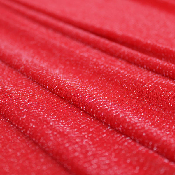 stretch lightweight see through shimmer lurex nylon mesh fabric Red