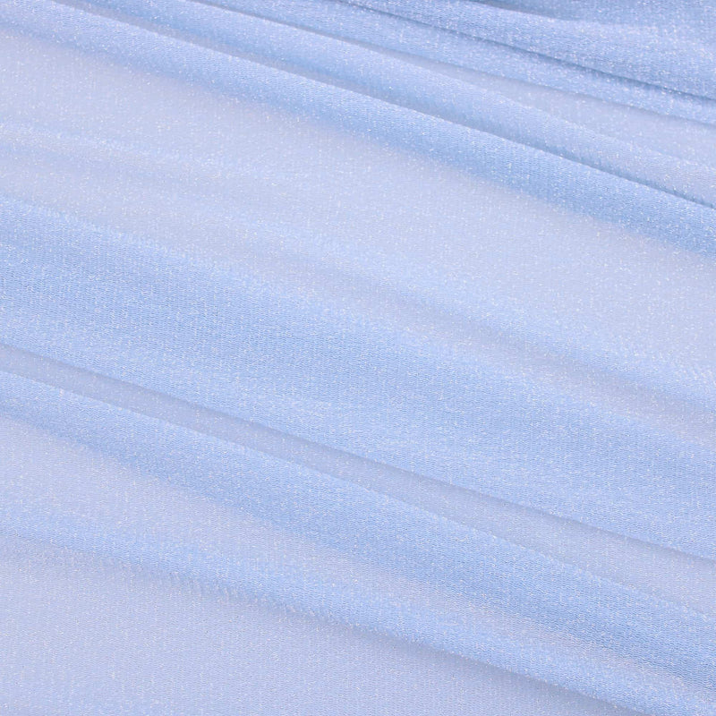 stretch lightweight see through shimmer lurex nylon mesh fabric Sky