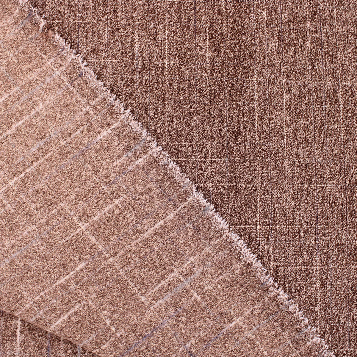Smooth upholstery furnishing chenille fabric in criss cross pattern Brown