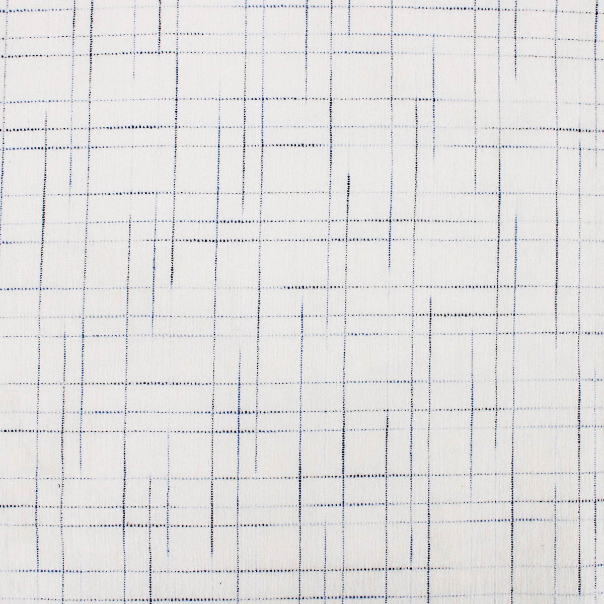 Smooth upholstery furnishing chenille fabric in criss cross pattern Cream Navy