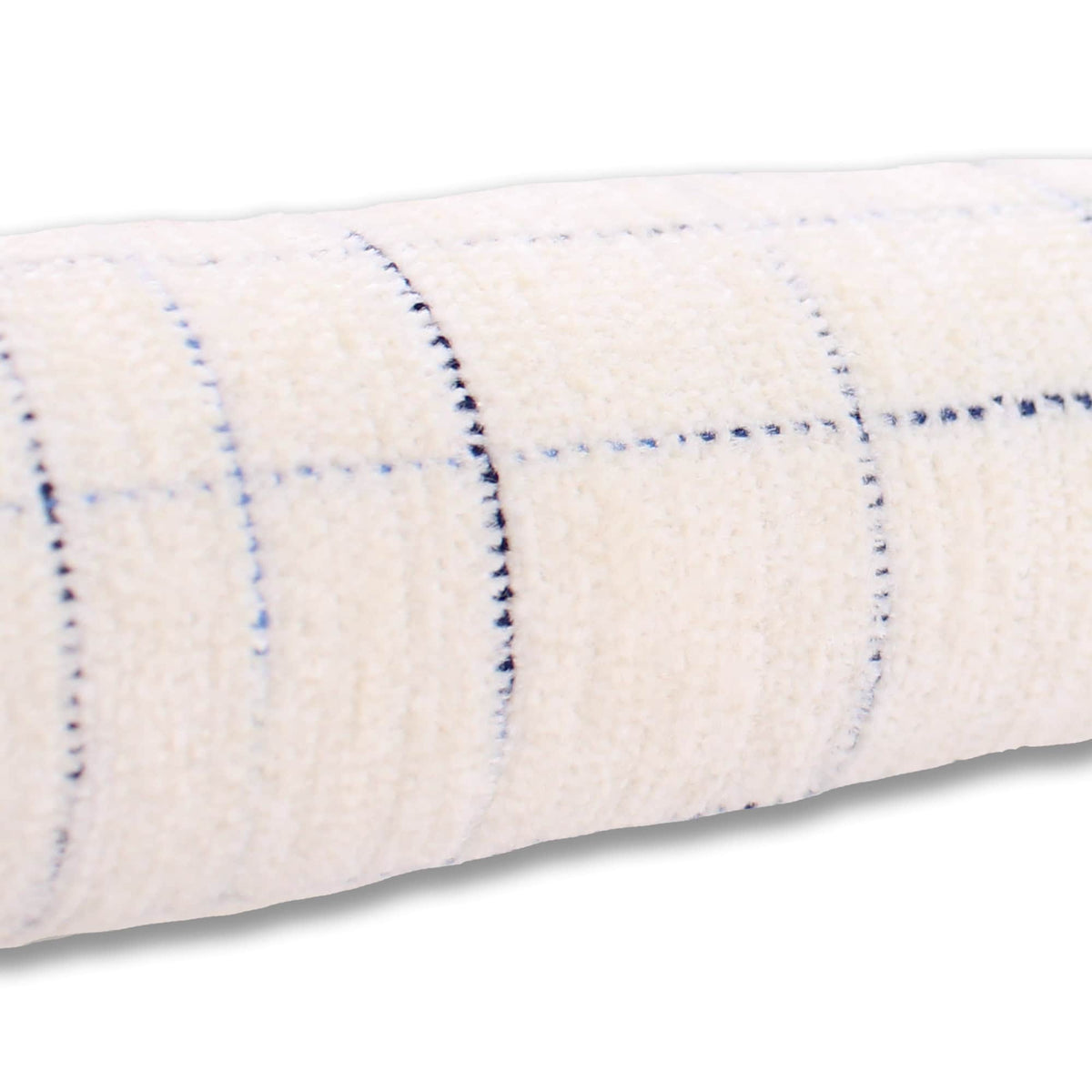 Smooth upholstery furnishing chenille fabric in criss cross pattern Cream Navy