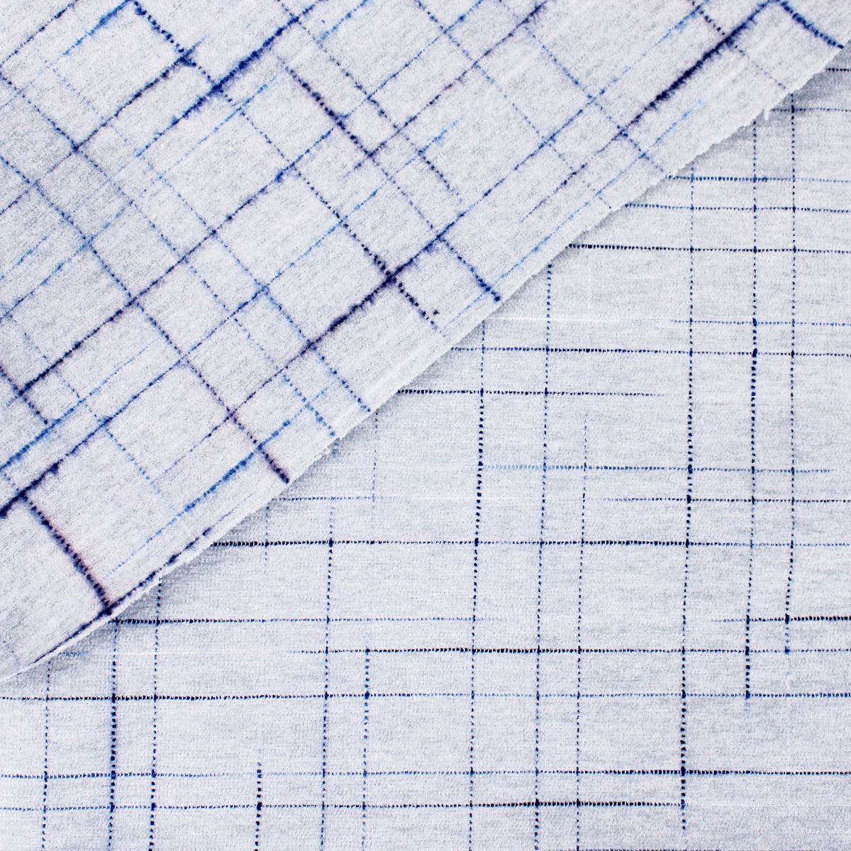 Smooth upholstery furnishing chenille fabric in criss cross pattern Silver Blue