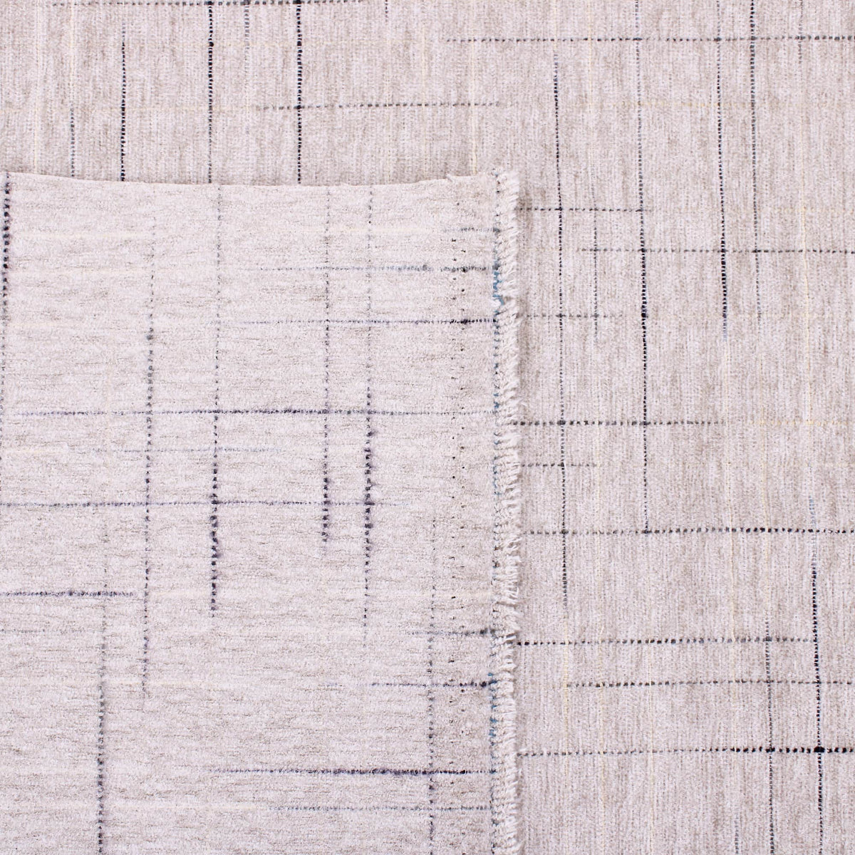 Smooth upholstery furnishing chenille fabric in criss cross pattern Taupe Navy