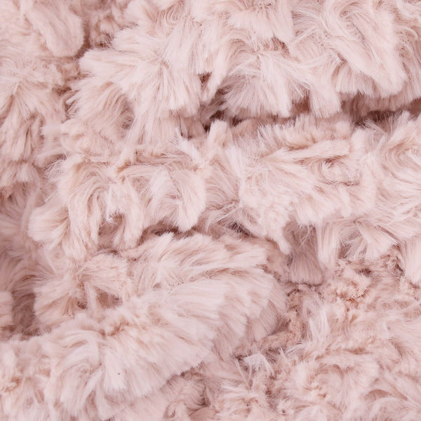 curly faux vegan fur teddy fabric Dusty Pink