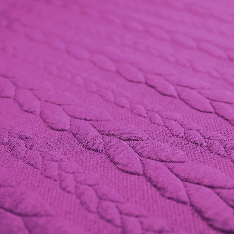 Braid Cable Knit Jersey cardigan sweater Jacquard jumper fabric material  Fuchsia