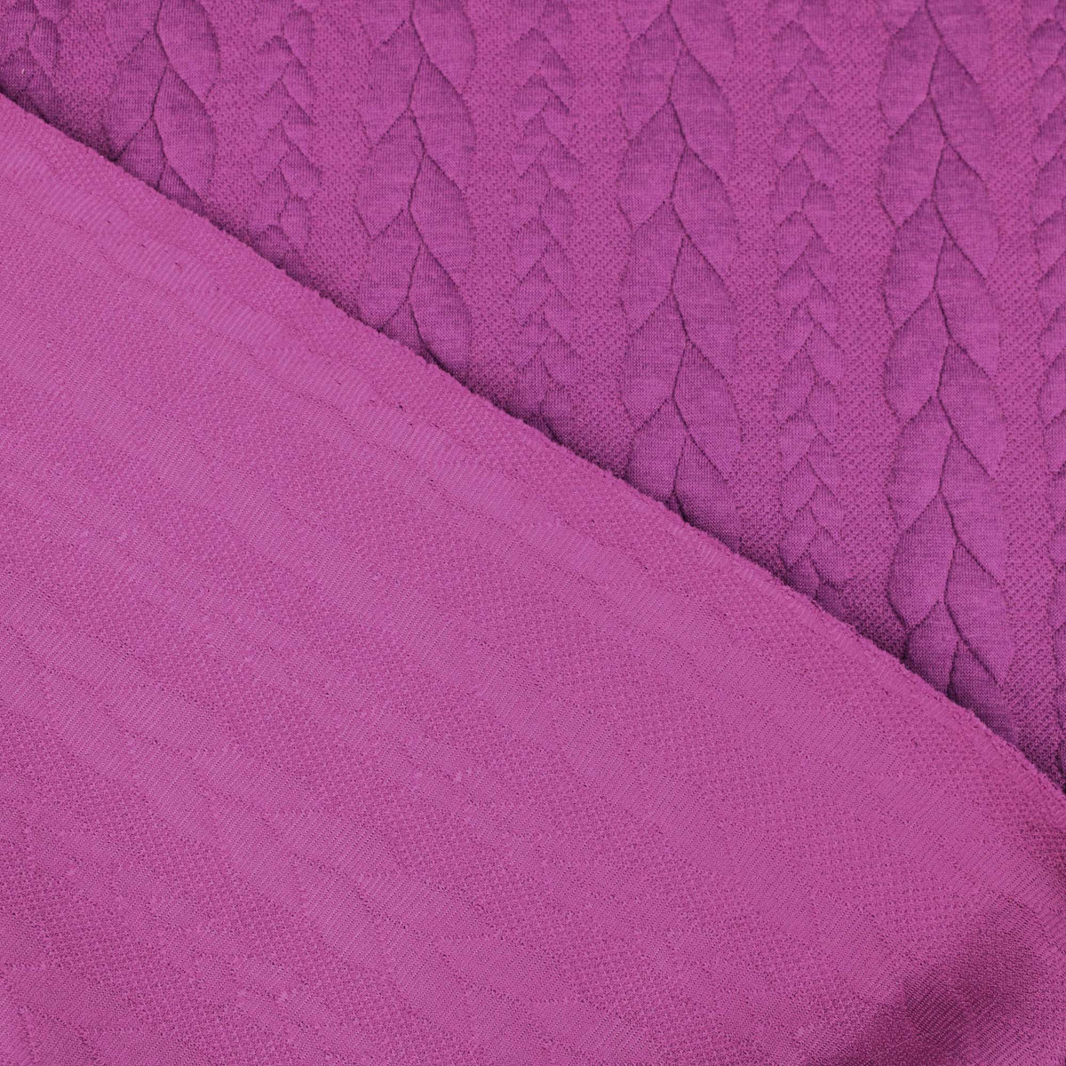 Braid Cable Knit Jersey cardigan sweater Jacquard jumper fabric material Fuchsia