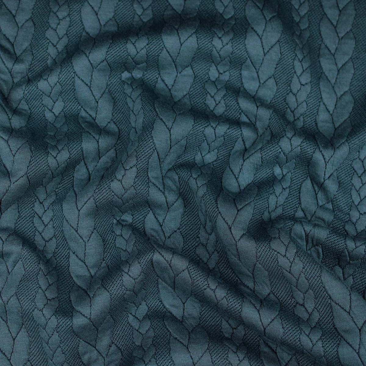 Braid Cable Knit Jersey cardigan sweater Jacquard jumper fabric material Petrol