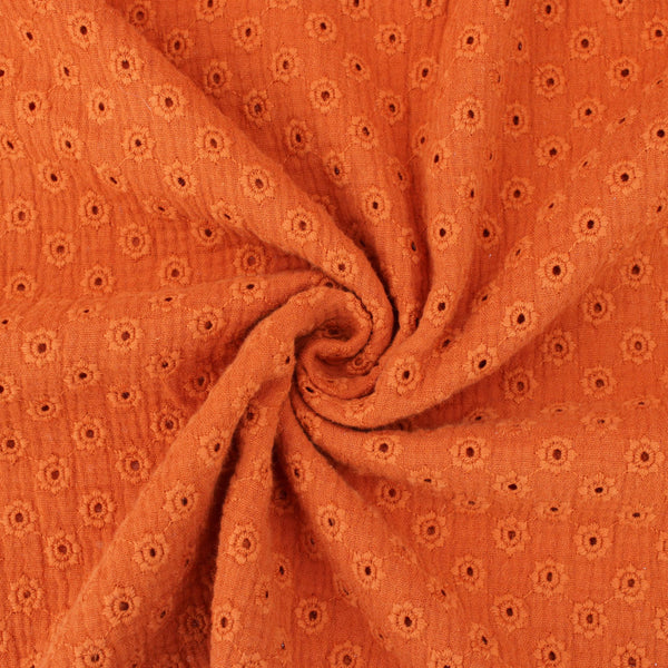 daisy emboidered organic cotton dressmaking fabric Large Brick