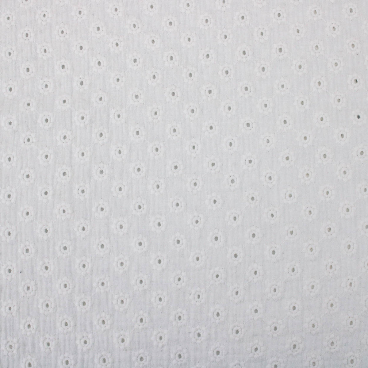 daisy emboidered organic cotton dressmaking fabric Large Cream