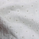 daisy emboidered organic cotton dressmaking fabric Large Cream