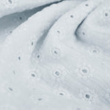 daisy emboidered organic cotton dressmaking fabric Large White