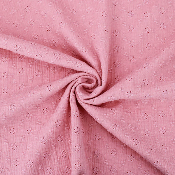 daisy emboidered organic cotton dressmaking fabric Small Rose