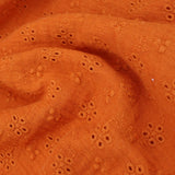 daisy emboidered organic cotton dressmaking fabric Small Rust