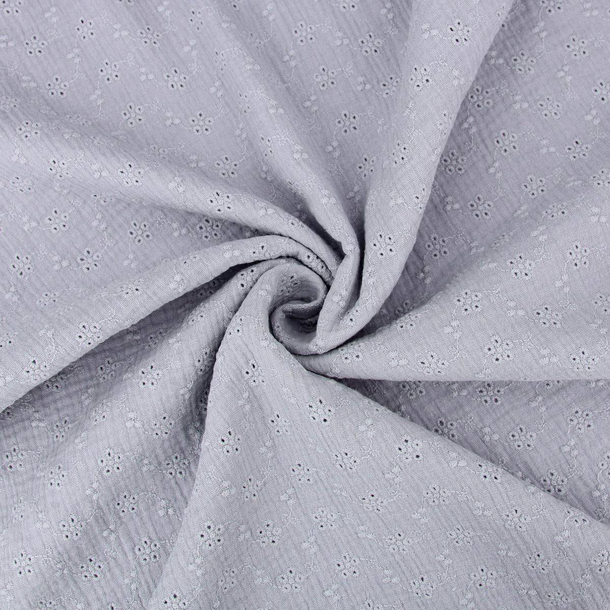 daisy emboidered organic cotton dressmaking fabric Small Stone
