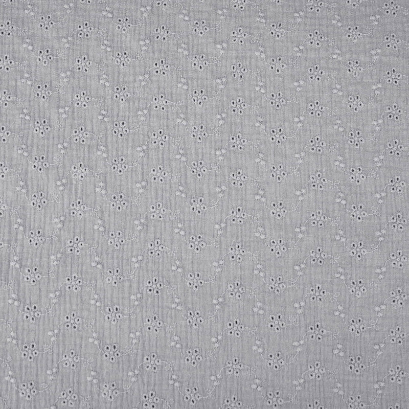 daisy emboidered organic cotton dressmaking fabric Small Stone