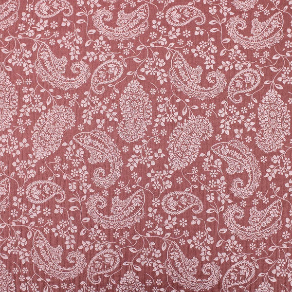 organic double gauze fabric in paisley pattern Dusky Rose
