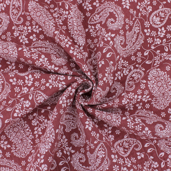 organic double gauze fabric in paisley pattern Smoky Topaz