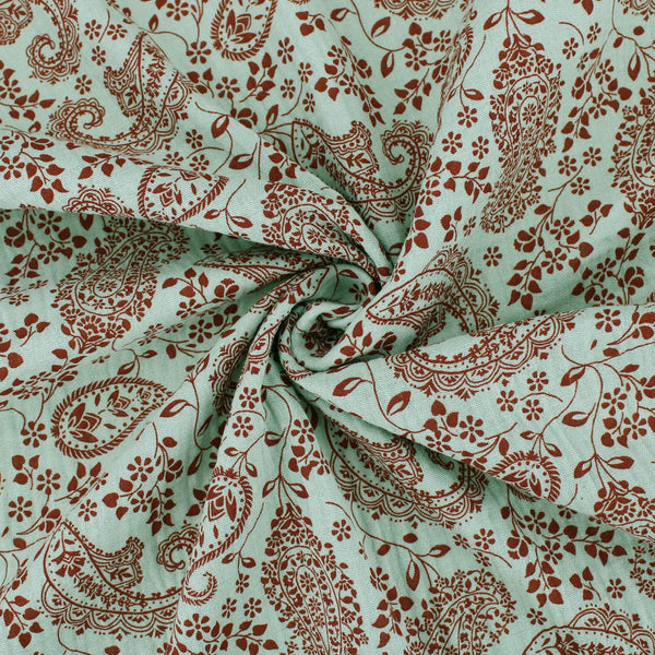 organic double gauze fabric in paisley pattern Water Leaf