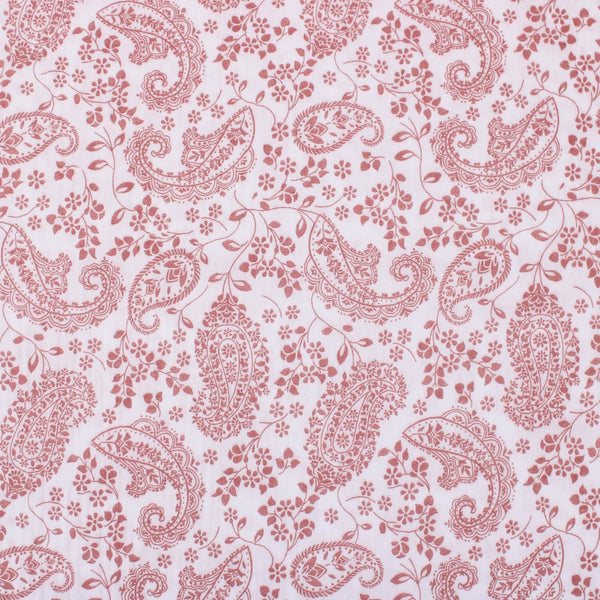 organic double gauze fabric in paisley pattern White Lilac 