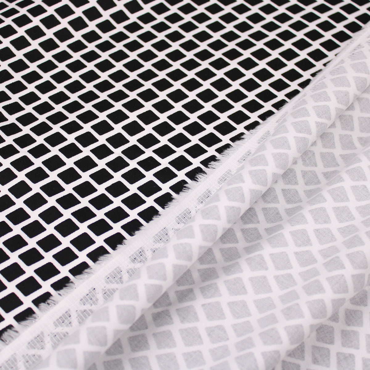 Diamonds on Cotton Sateen Pattern Dressmaking Fabric Satin Soft Silky Material Graphic Woven Black