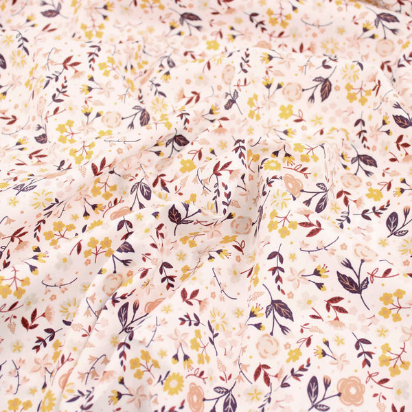 Ditsy Flowers Organic Cotton Poplin Floral Pattern Dressmaking Fabric Quilting Women Kids Lightweight Material Soft Sustainable GOTS Autumn