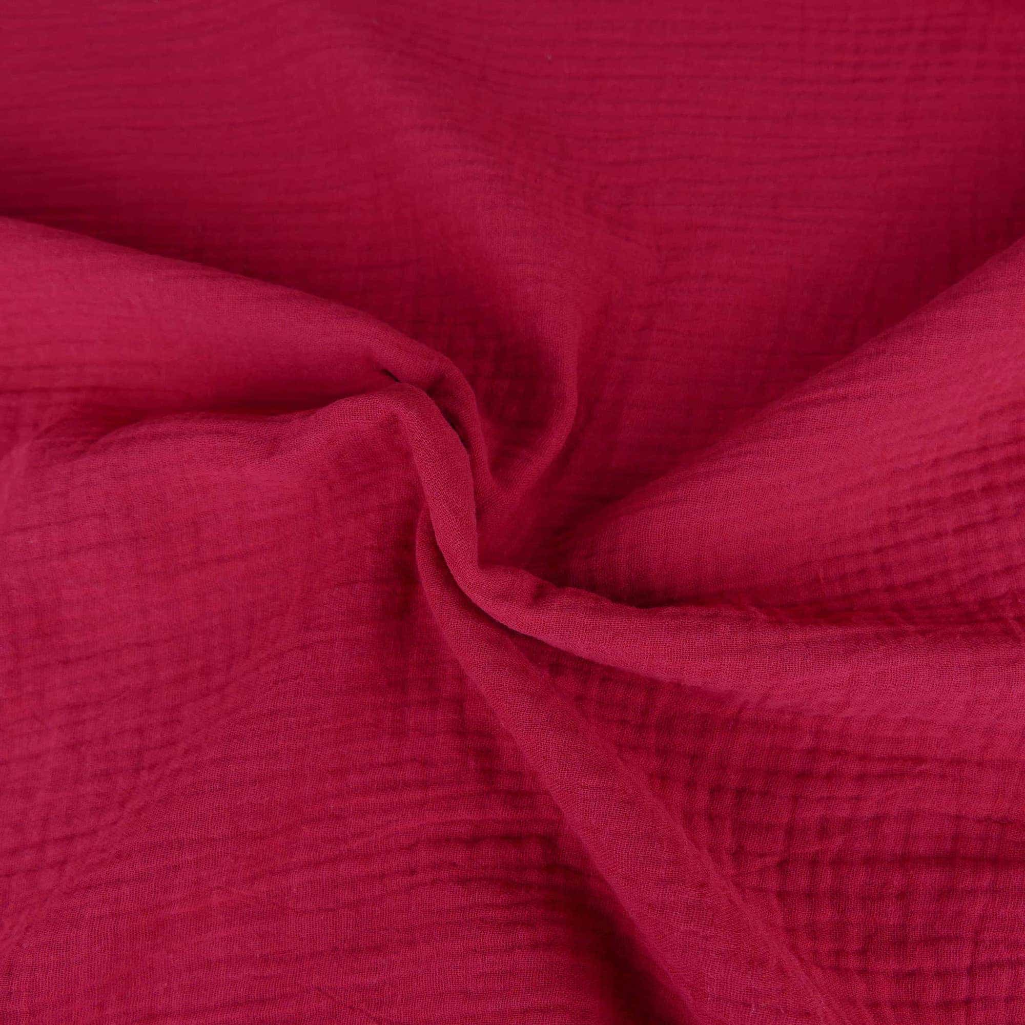 Double Gauze Plain Pure Cotton Red Lullabee Fabrics