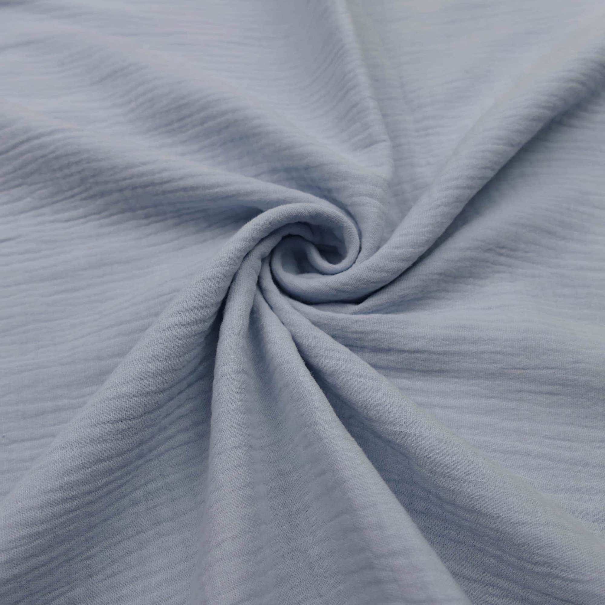 Double Gauze Plain Pure Cotton Silver Blue Lullabee Fabrics 5109