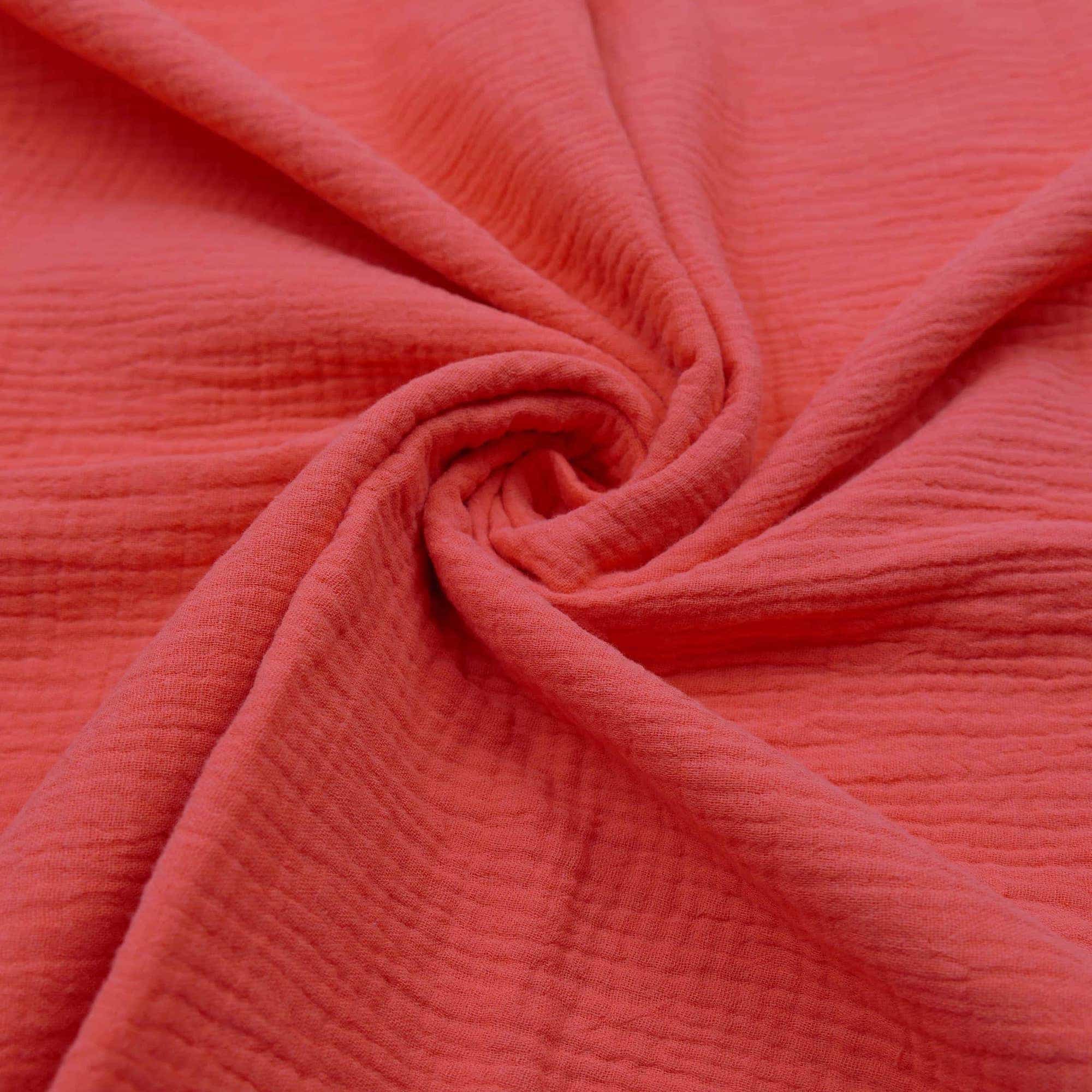 Double Gauze Plain Pure Cotton Wet Coral Lullabee Fabrics
