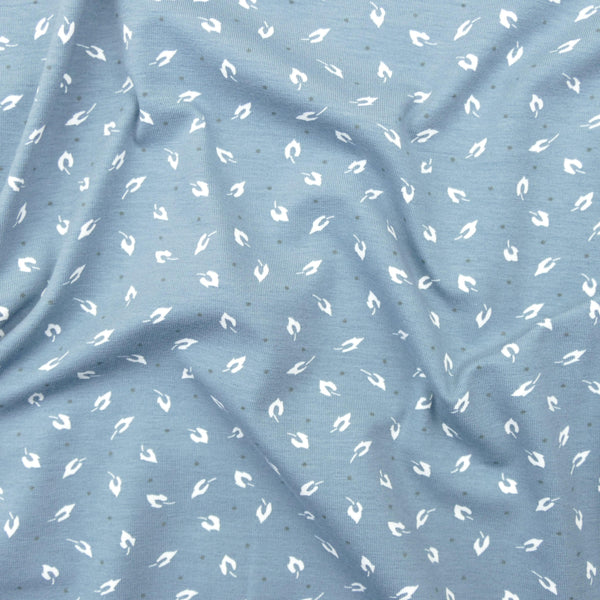 soft organic pure cotton knitted jersey fabric Dusty Blue
