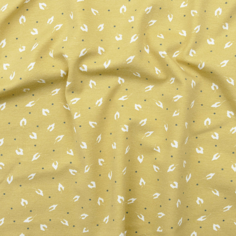 soft organic pure cotton knitted jersey fabric Dusty Yellow
