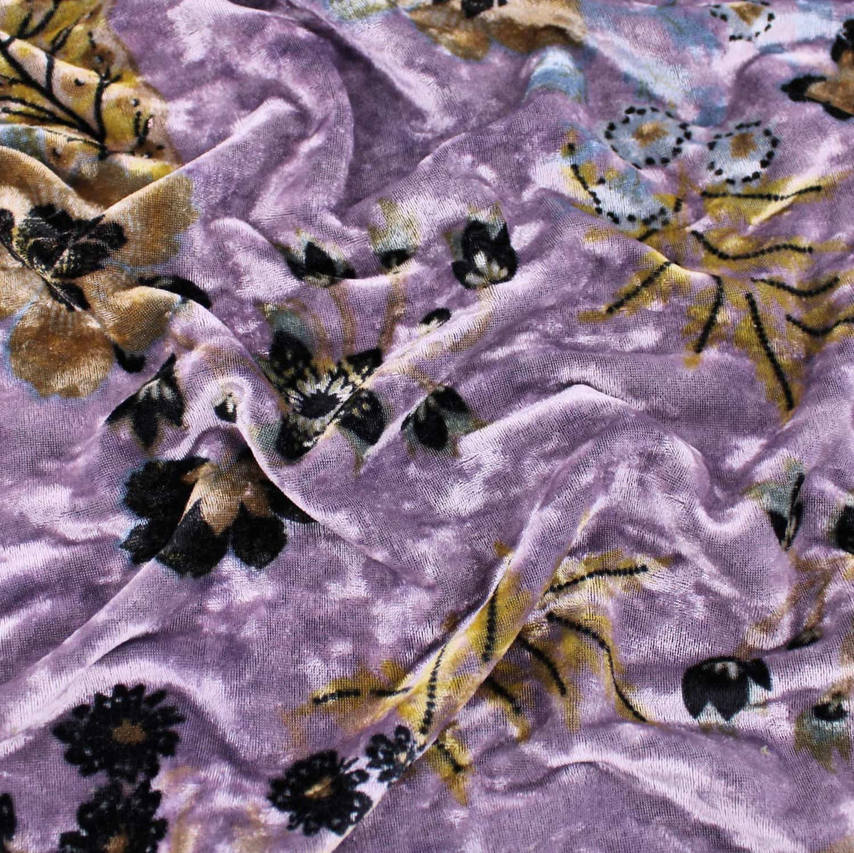 soft floral print velour dressmaking women kids craft fabric Purple