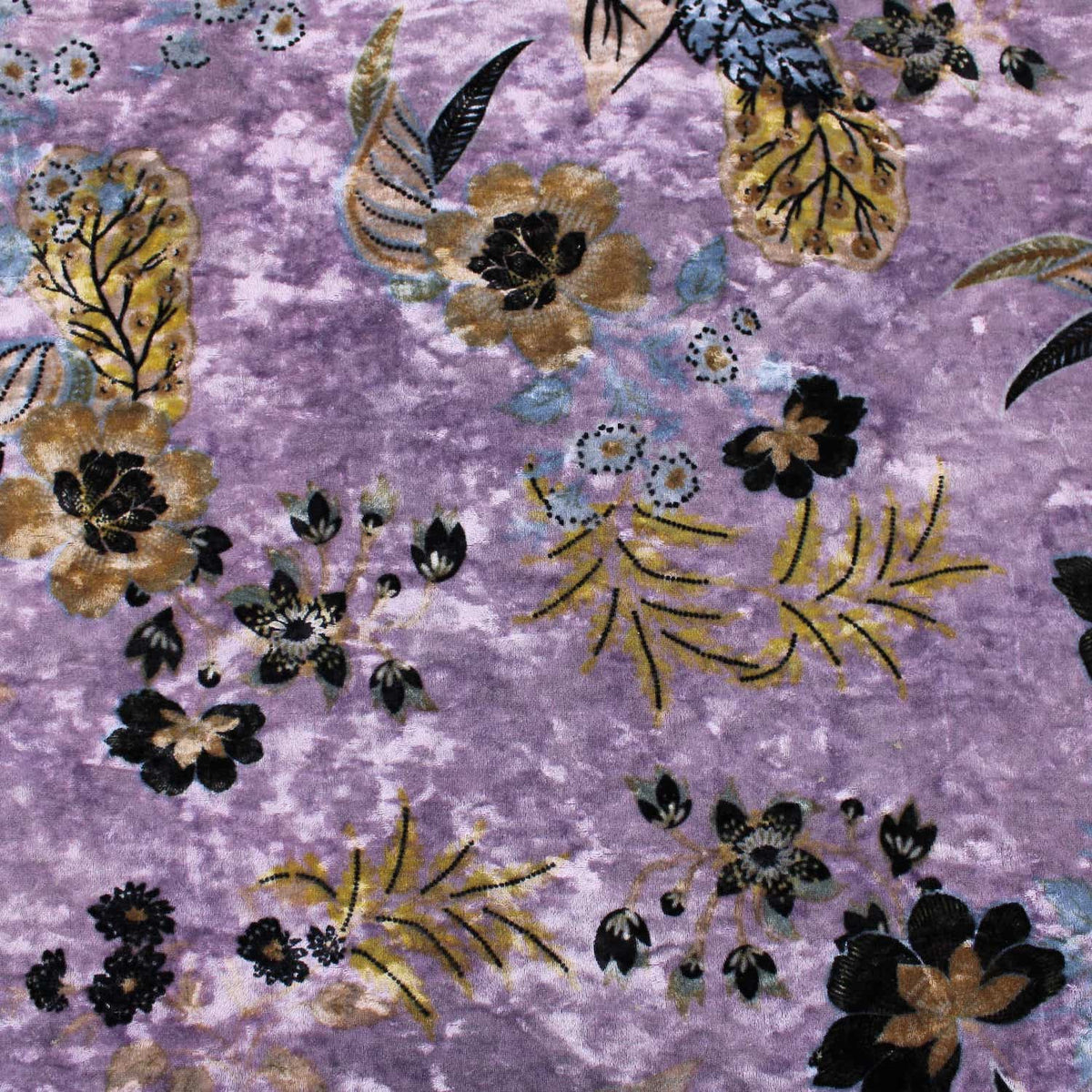soft floral print velour dressmaking women kids craft fabric Purple