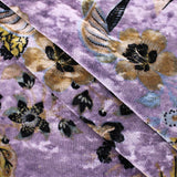 soft floral print velour dressmaking women kids craft fabric Purple