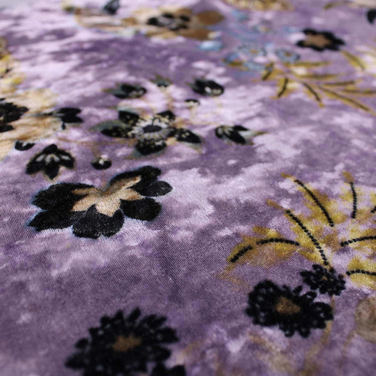 soft floral print velour dressmaking women kids craft fabric Purple