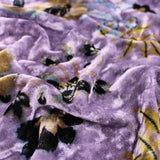 soft floral print velour dressmaking women kids craft fabric Purple