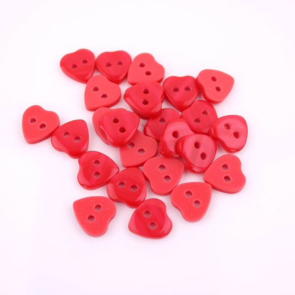 Florence 2 hole Sew On Heart Red Button Red