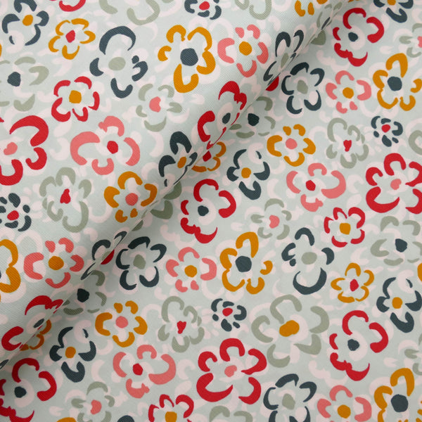 soft babycord floral print corduroy fabric Mint