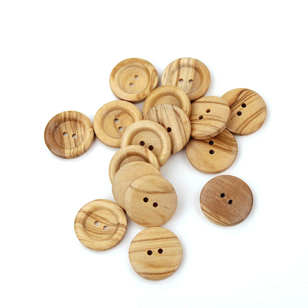 George 2 hole Sew On Wooden Round Button Light Wood