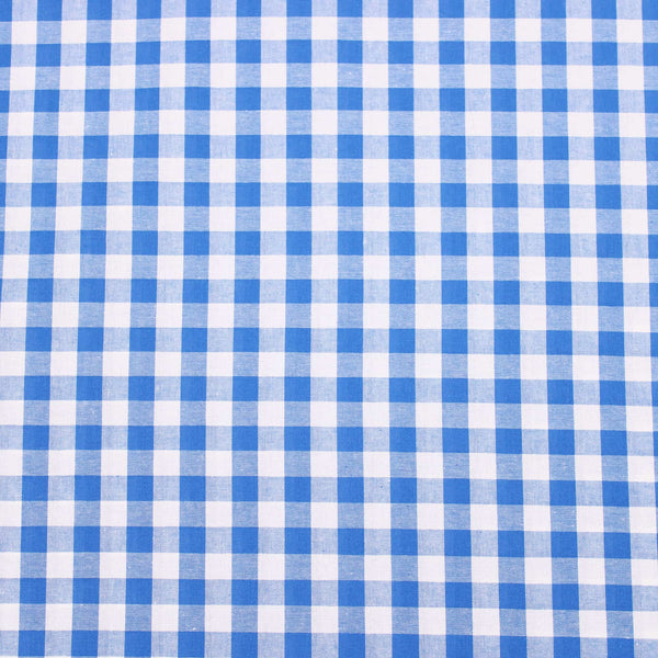 soft lightweight checked gingham pattern cotton fabric Blue