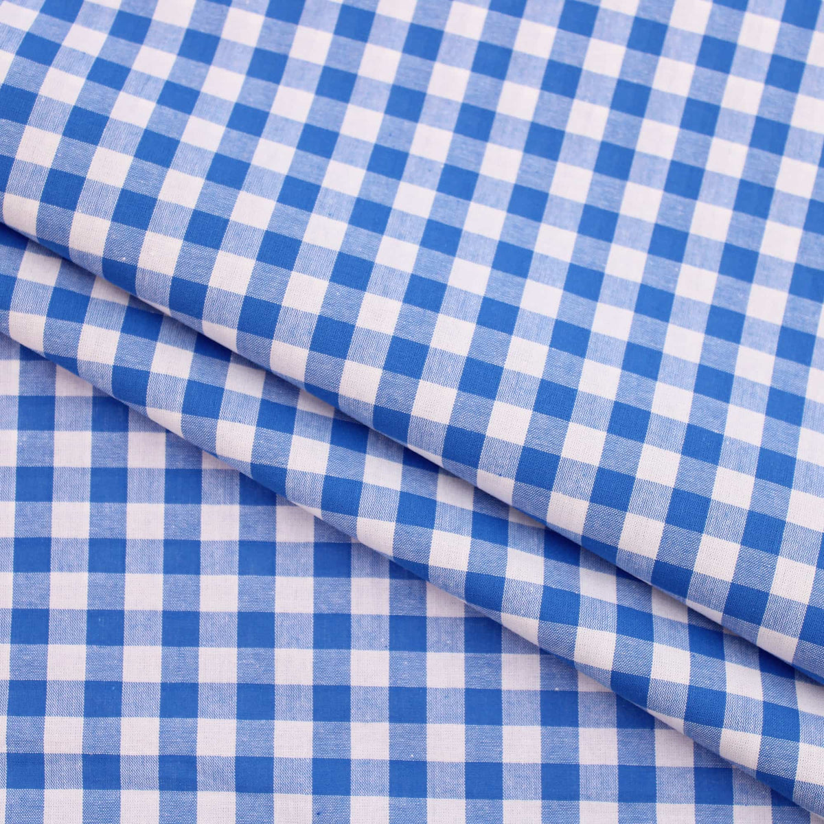 soft lightweight checked gingham pattern cotton fabric Blue