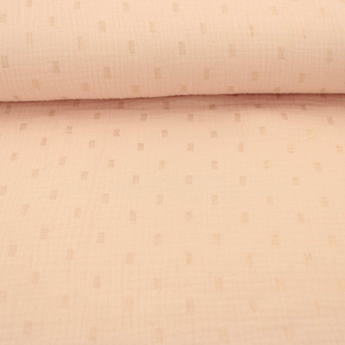 Gold Foil Rectangles on Double Gauze Print Dressmaking Fabric Material Kids OEKO TEX Women Woven Quilting Pure Print Soft Muslin Childrenswear Summer lightweight Chesscloth Natural