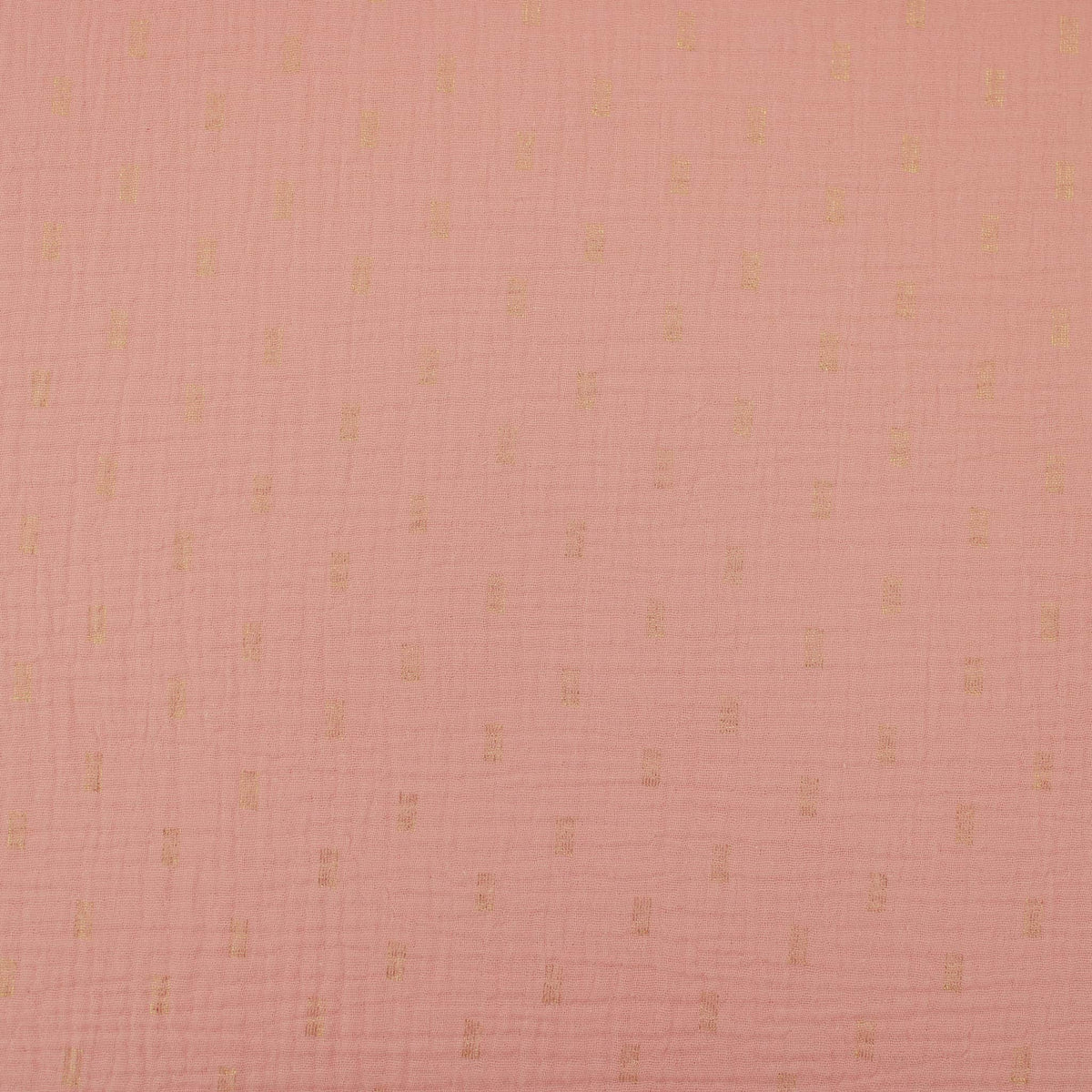 Gold Foil Rectangles on Double Gauze Print Dressmaking Fabric Material Kids OEKO TEX Women Woven Quilting Pure Print Soft Muslin Childrenswear Summer lightweight Chesscloth Peach