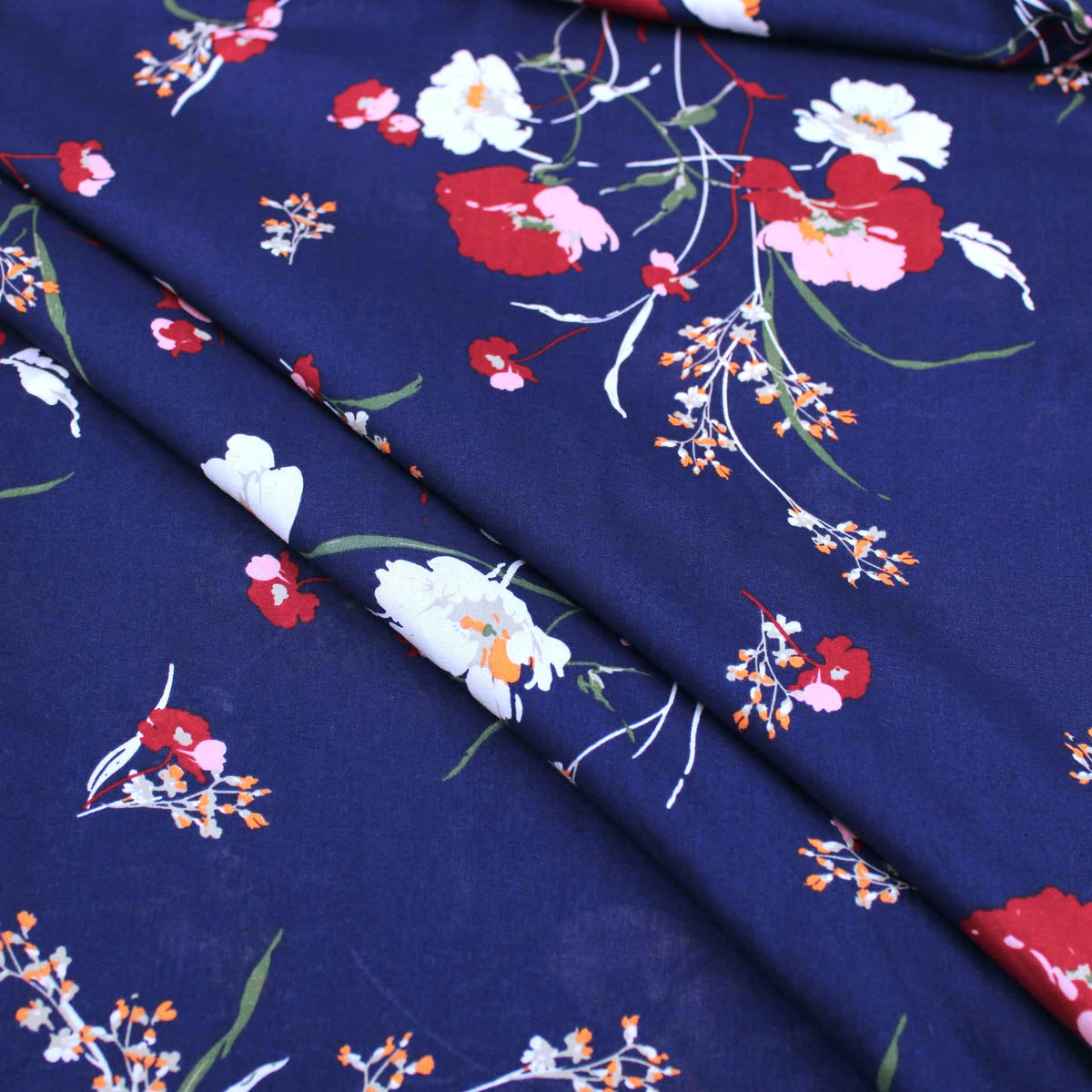 Grace Thin Stem Florals Viscose - Indigo