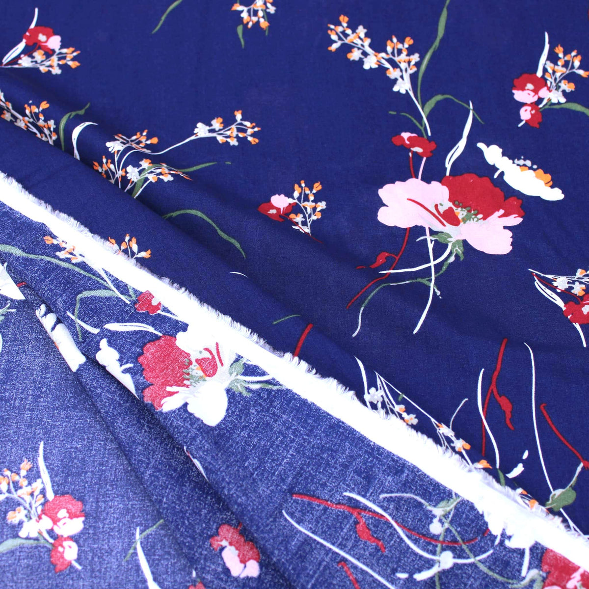 Grace Thin Stem Florals Viscose - Indigo