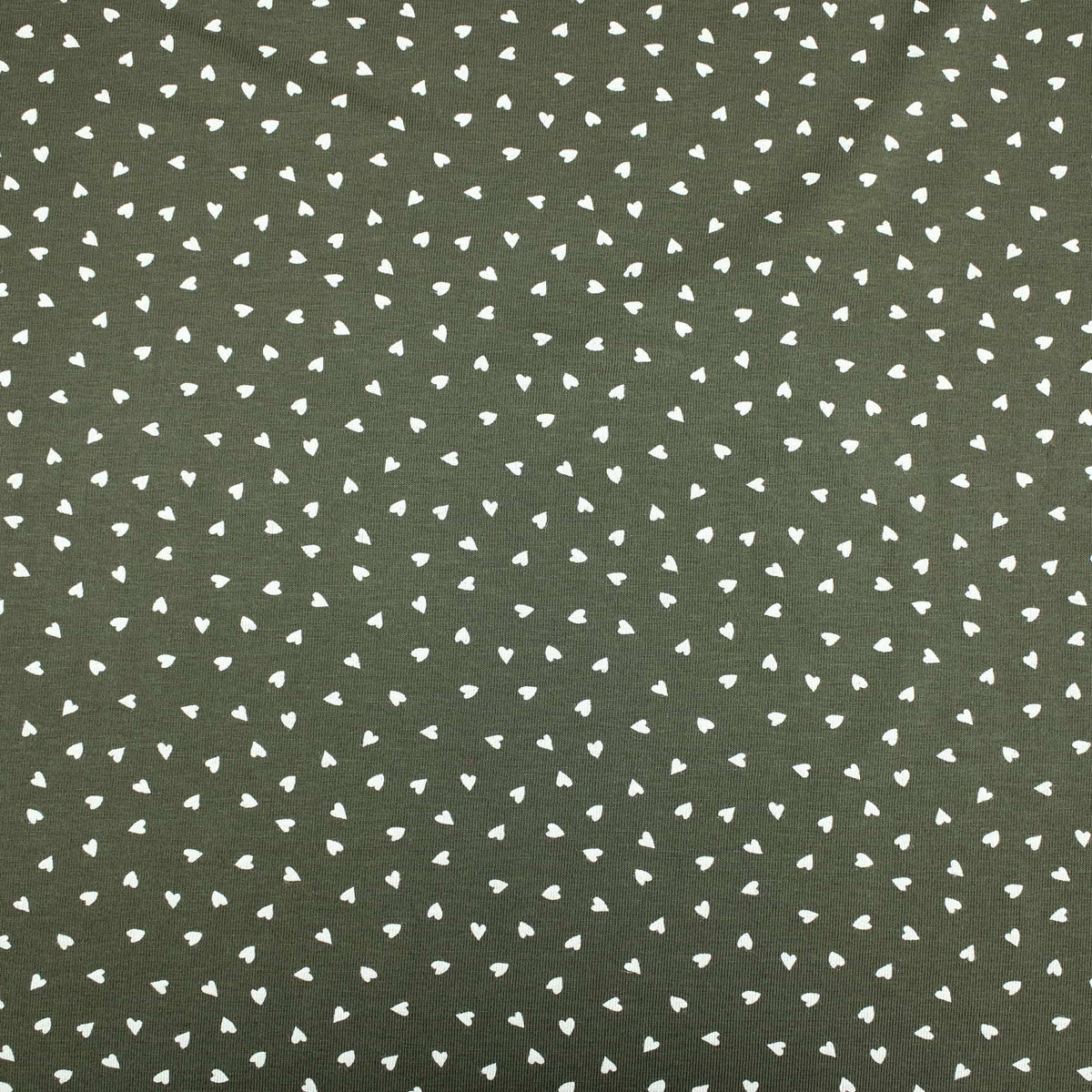 Hearts Cotton Jersey Khaki Pattern Dressmaking Women Kids Stretch Fabric OEKO-TEX Soft Knit Neutral Girl Khaki