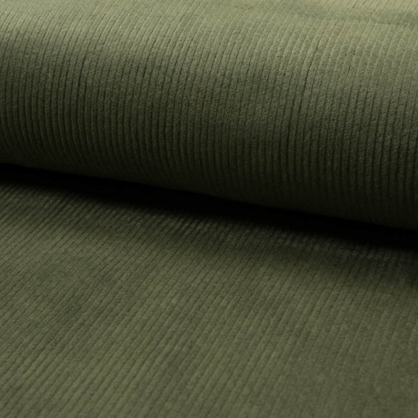 soft stretch 6 wale cotton corduroy women men kids fabric Khaki Green