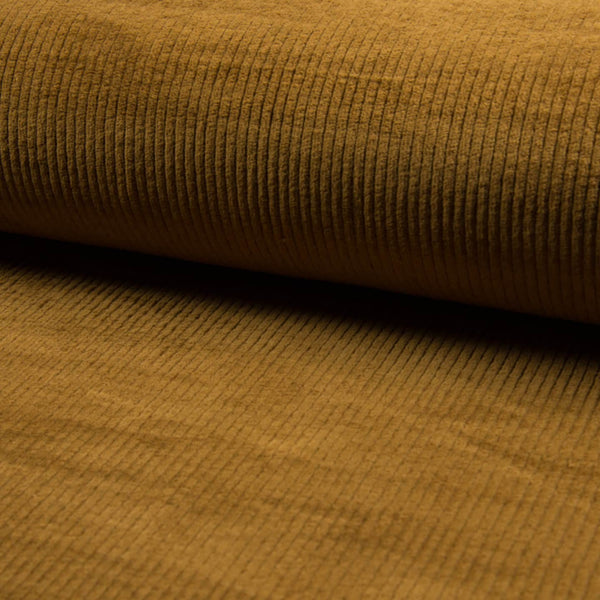 soft stretch 6 wale cotton corduroy women men kids fabric Ochre