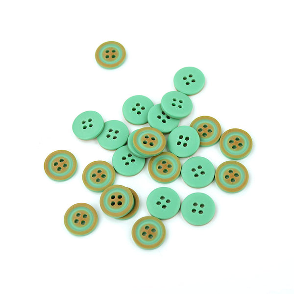Leo 4 hole Sew On Round Green Button Green